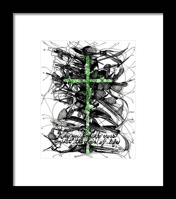 Chaos Order Cross 11 - Joyful Green - Framed Print