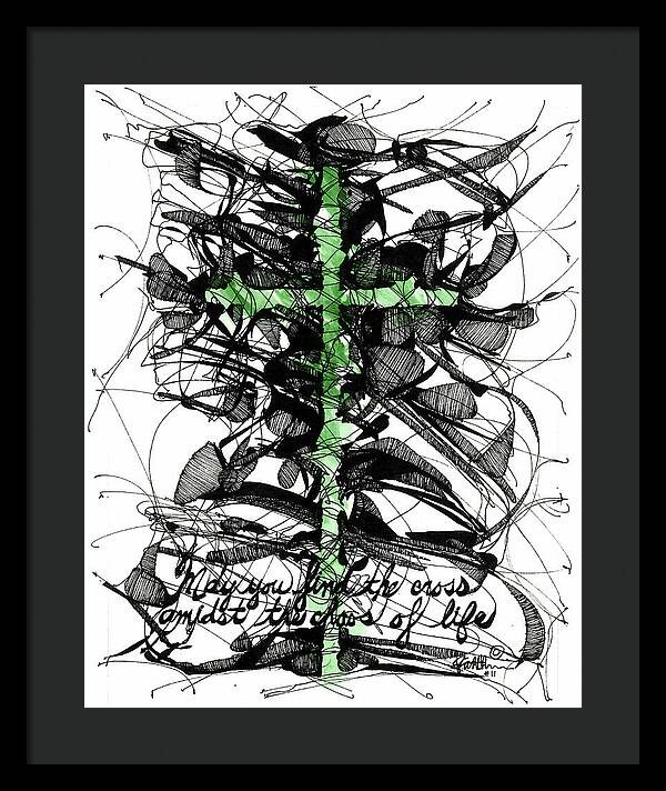 Chaos Order Cross 11 - Joyful Green - Framed Print