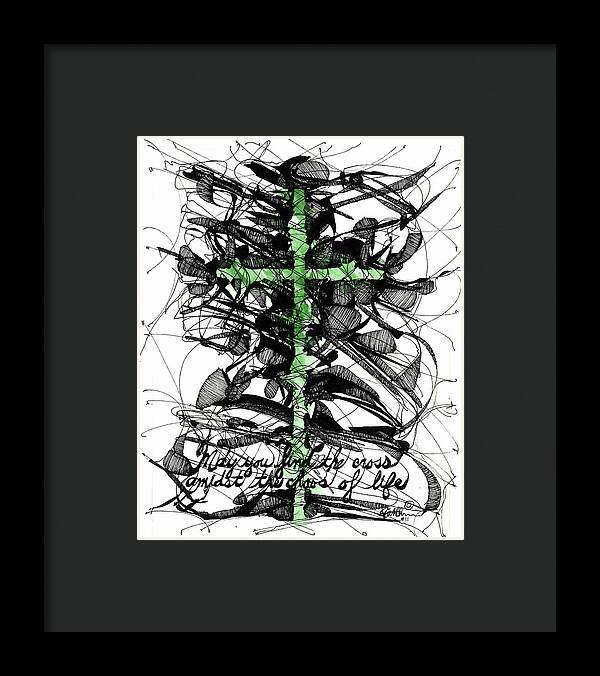 Chaos Order Cross 11 - Joyful Green - Framed Print