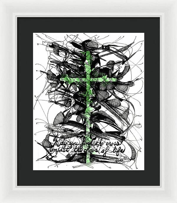 Chaos Order Cross 11 - Joyful Green - Framed Print