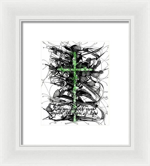 Chaos Order Cross 11 - Joyful Green - Framed Print
