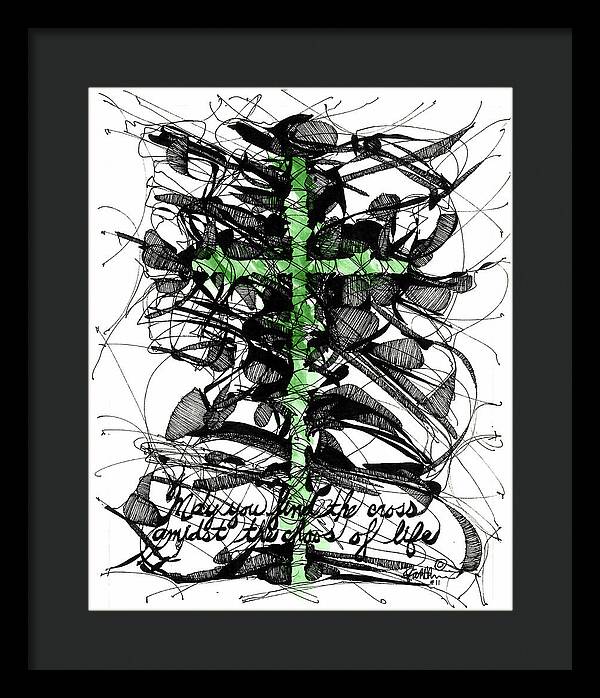Chaos Order Cross 11 - Joyful Green - Framed Print