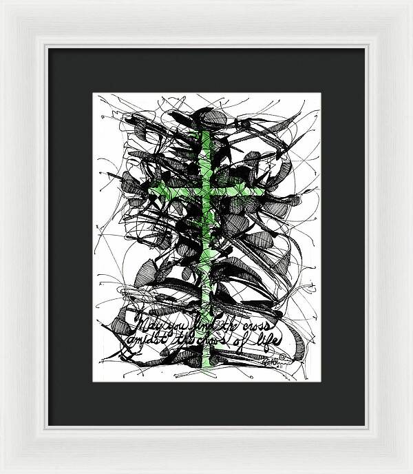 Chaos Order Cross 11 - Joyful Green - Framed Print