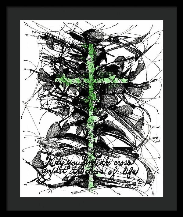 Chaos Order Cross 11 - Joyful Green - Framed Print