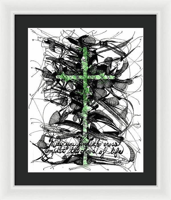 Chaos Order Cross 11 - Joyful Green - Framed Print