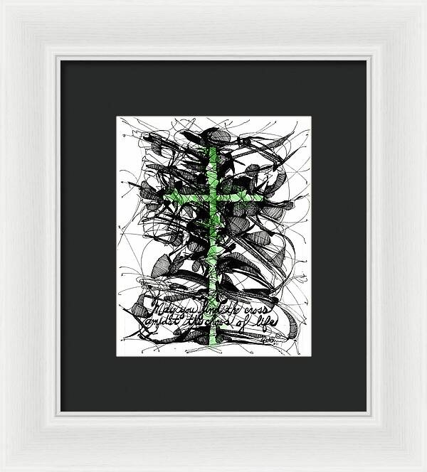 Chaos Order Cross 11 - Joyful Green - Framed Print