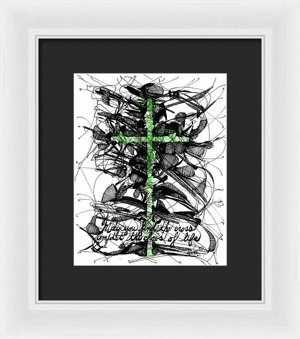 Chaos Order Cross 11 - Joyful Green - Framed Print