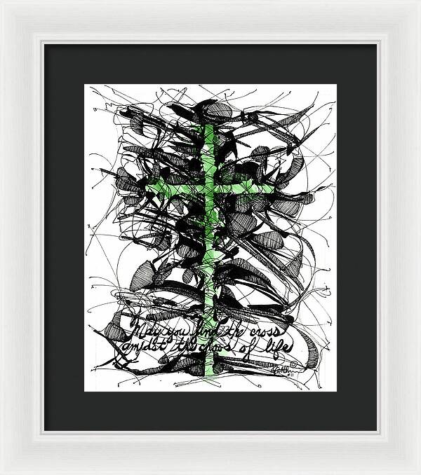 Chaos Order Cross 11 - Joyful Green - Framed Print
