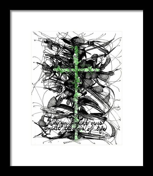 Chaos Order Cross 11 - Joyful Green - Framed Print