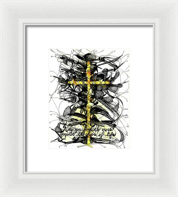 Chaos Order Cross 11 - Luminous Yellow - Framed Print