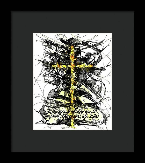 Chaos Order Cross 11 - Luminous Yellow - Framed Print