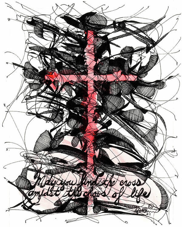 Chaos Order Cross 11 - Sorrowful Red - Art Print
