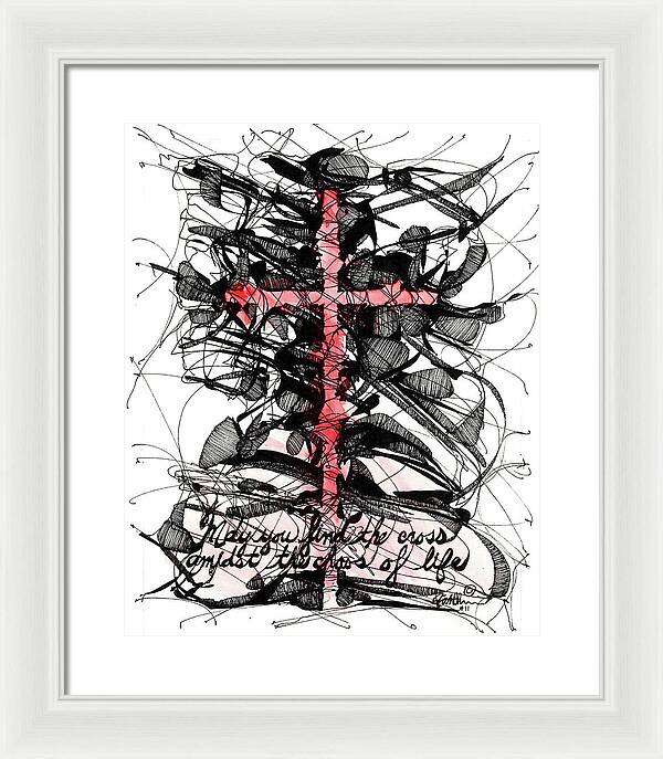 Chaos Order Cross 11 - Sorrowful Red - Framed Print