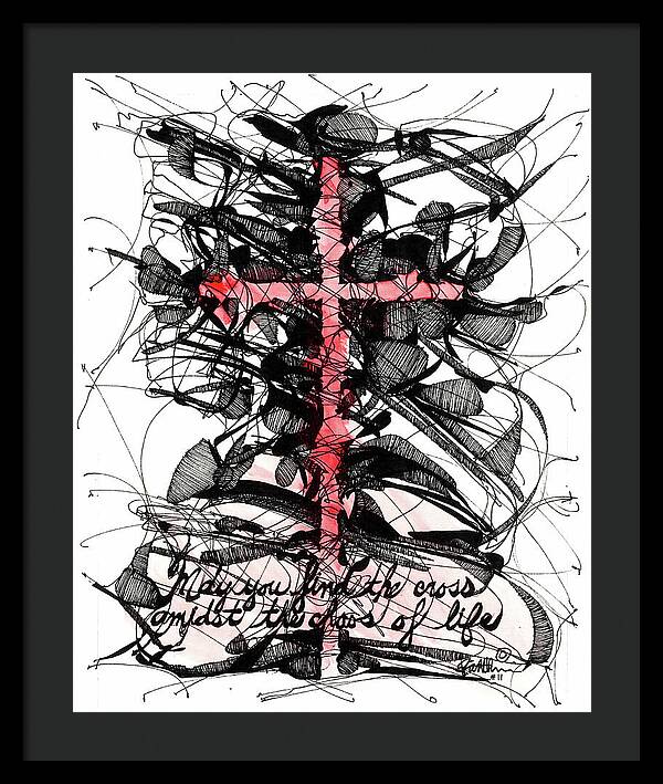 Chaos Order Cross 11 - Sorrowful Red - Framed Print