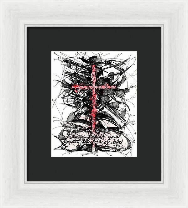 Chaos Order Cross 11 - Sorrowful Red - Framed Print