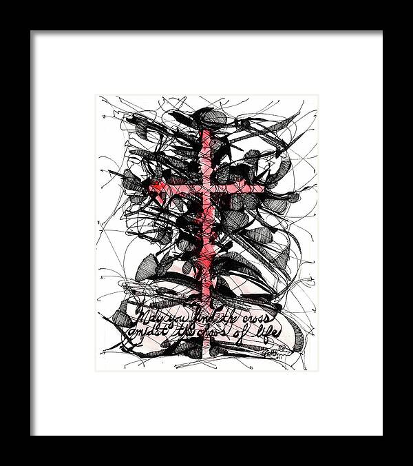 Chaos Order Cross 11 - Sorrowful Red - Framed Print