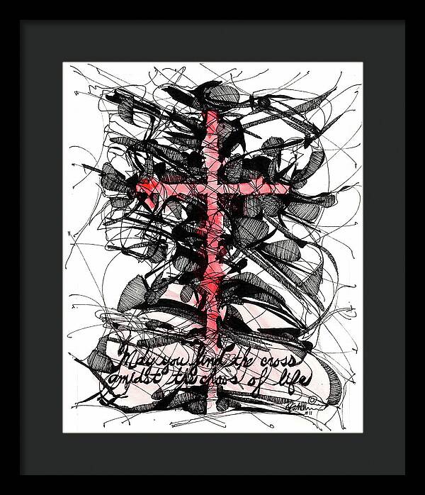 Chaos Order Cross 11 - Sorrowful Red - Framed Print