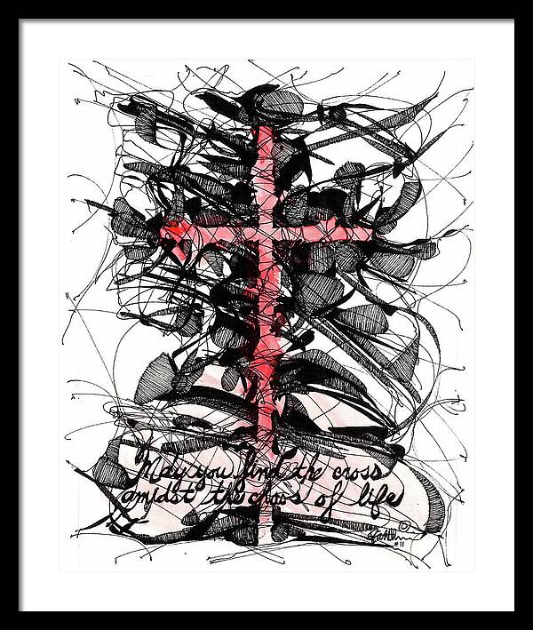 Chaos Order Cross 11 - Sorrowful Red - Framed Print