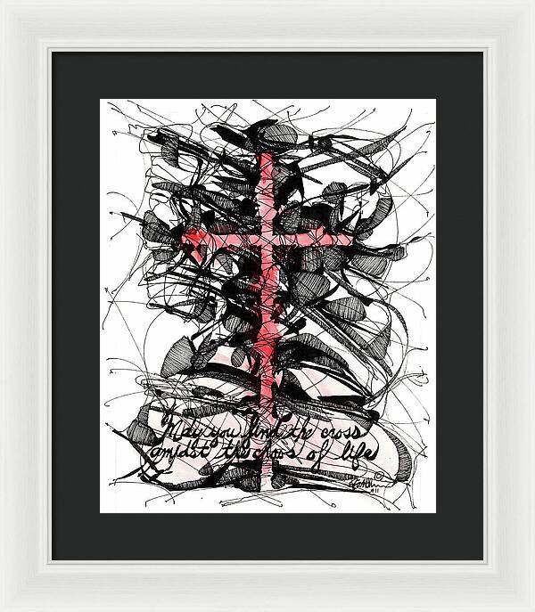 Chaos Order Cross 11 - Sorrowful Red - Framed Print