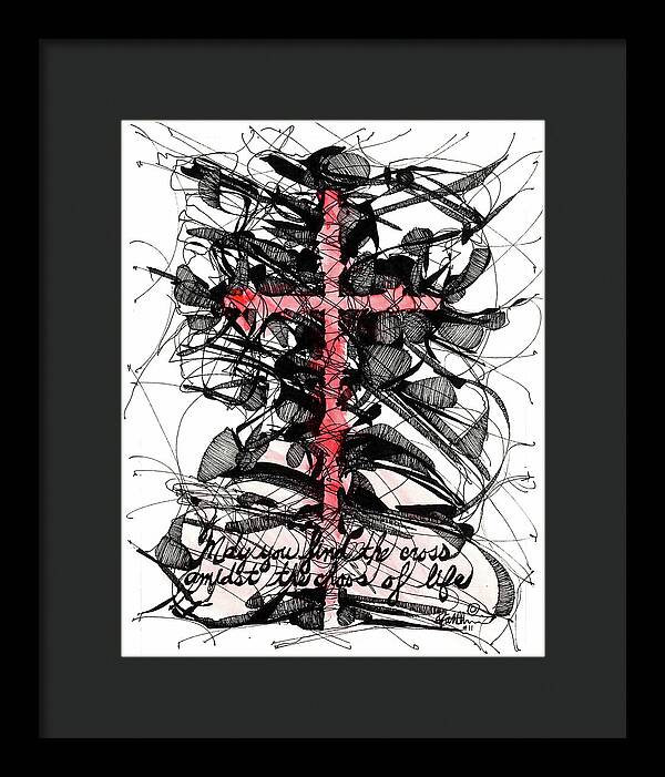 Chaos Order Cross 11 - Sorrowful Red - Framed Print