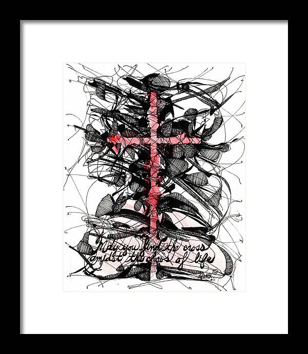 Chaos Order Cross 11 - Sorrowful Red - Framed Print