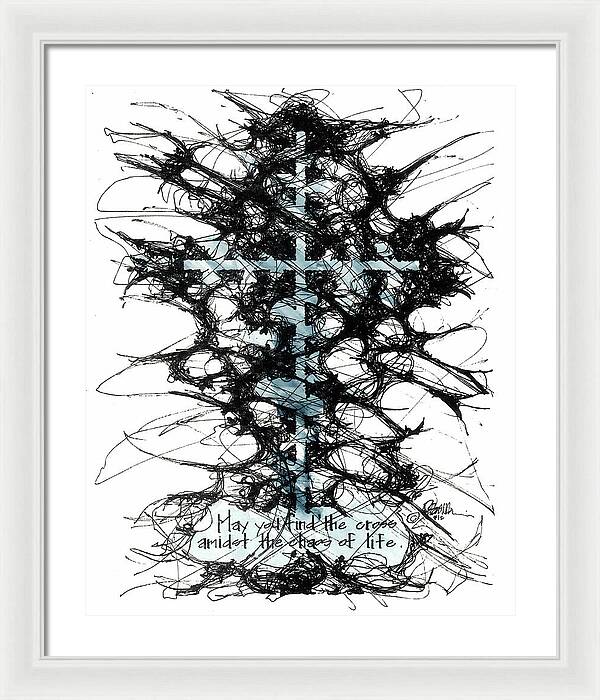 Chaos Order Cross 12 - Glorious Blue - Framed Print