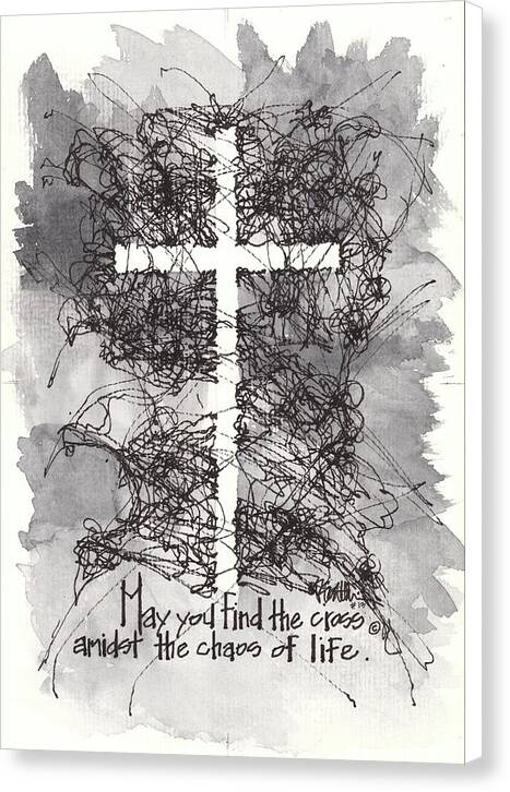 Chaos Order Cross 13 - Black and White - Canvas Print