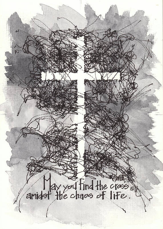 Chaos Order Cross 13 - Black and White - Art Print