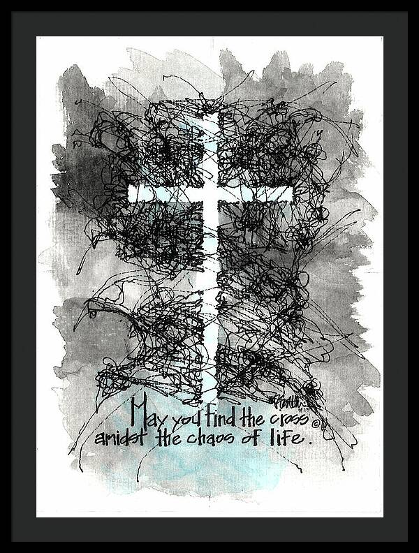 Chaos Order Cross 13 - Glorious Blue - Framed Print