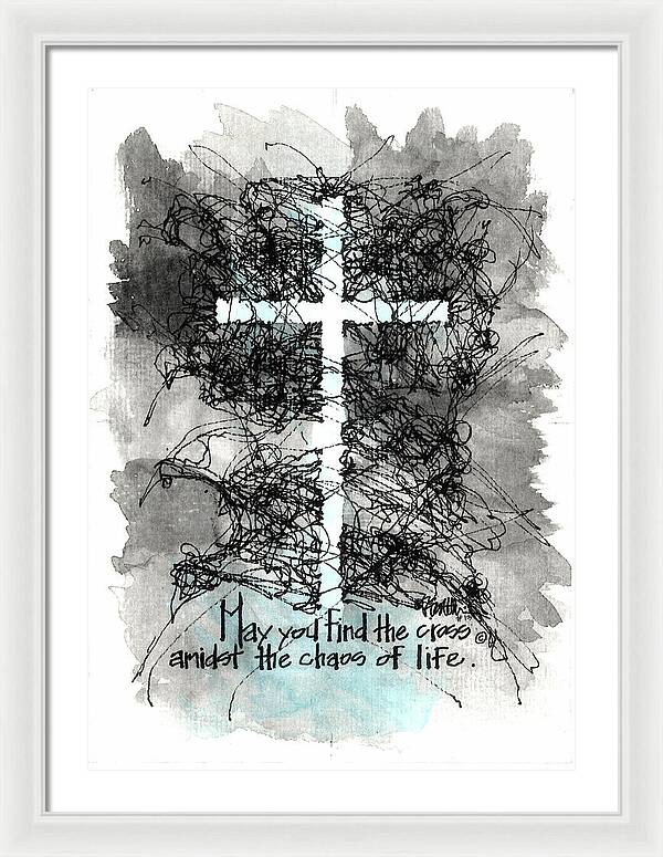 Chaos Order Cross 13 - Glorious Blue - Framed Print