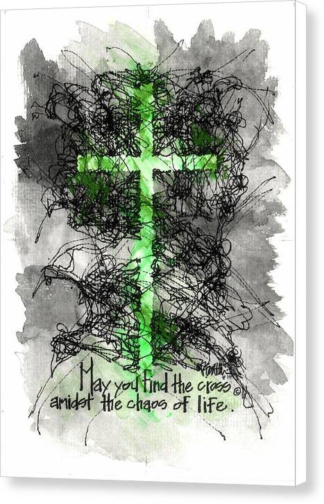 Chaos Order Cross 13 - Joyful Green - Canvas Print