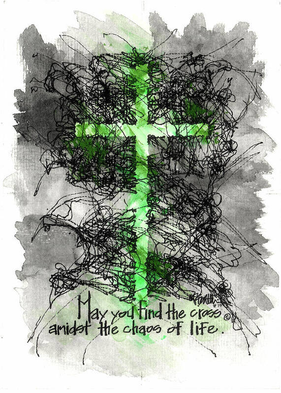 Chaos Order Cross 13 - Joyful Green - Art Print