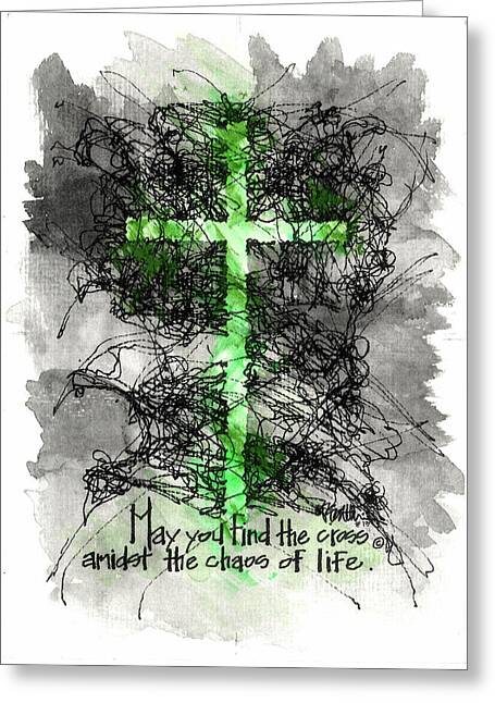 Chaos Order Cross 13 - Joyful Green - Greeting Card