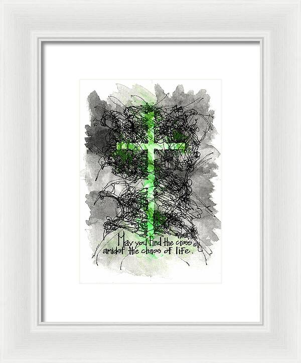Chaos Order Cross 13 - Joyful Green - Framed Print