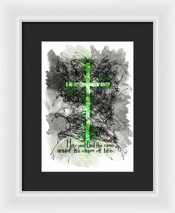 Chaos Order Cross 13 - Joyful Green - Framed Print