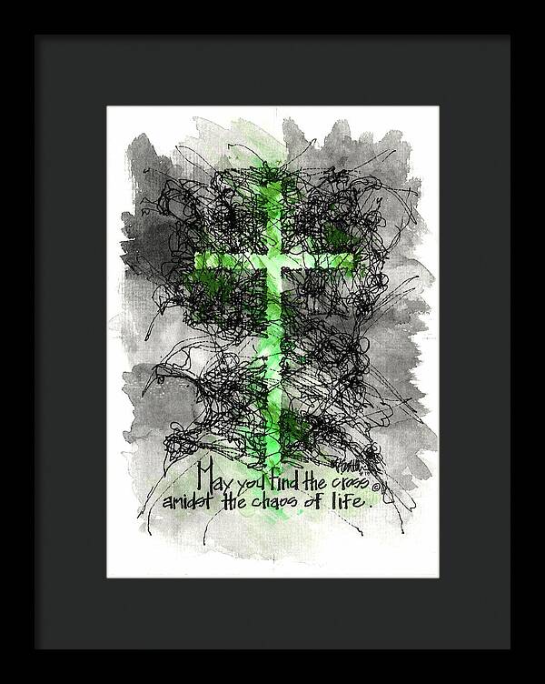 Chaos Order Cross 13 - Joyful Green - Framed Print