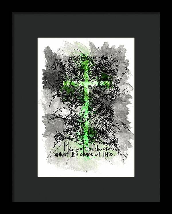 Chaos Order Cross 13 - Joyful Green - Framed Print
