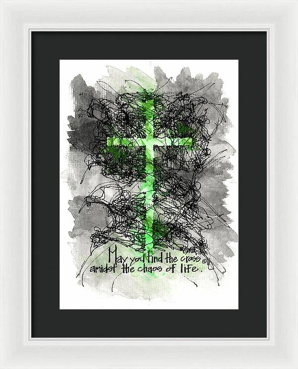 Chaos Order Cross 13 - Joyful Green - Framed Print