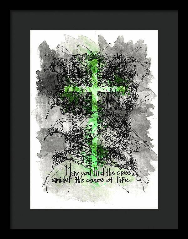 Chaos Order Cross 13 - Joyful Green - Framed Print