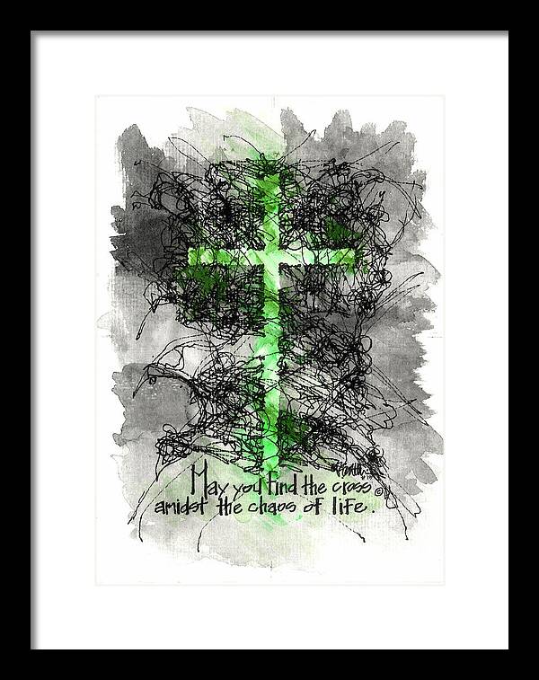 Chaos Order Cross 13 - Joyful Green - Framed Print