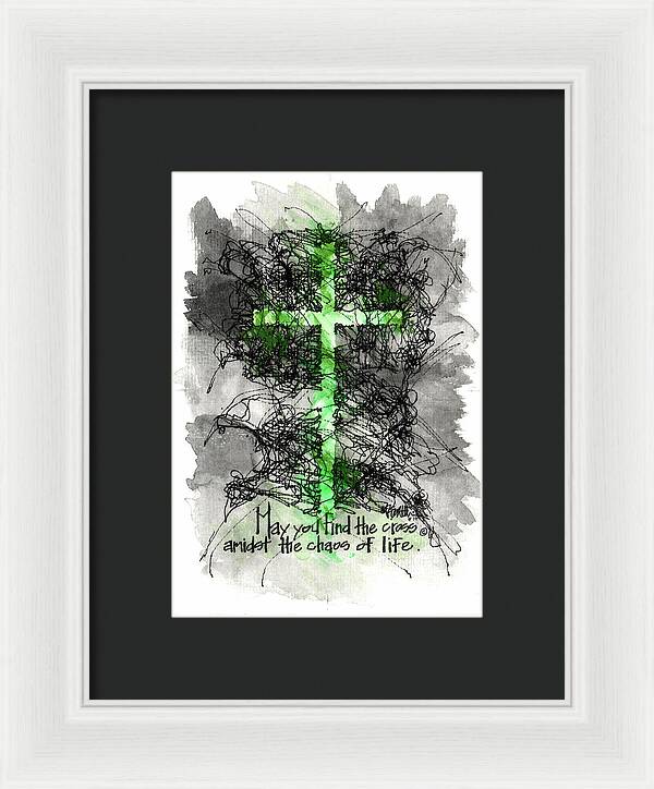 Chaos Order Cross 13 - Joyful Green - Framed Print