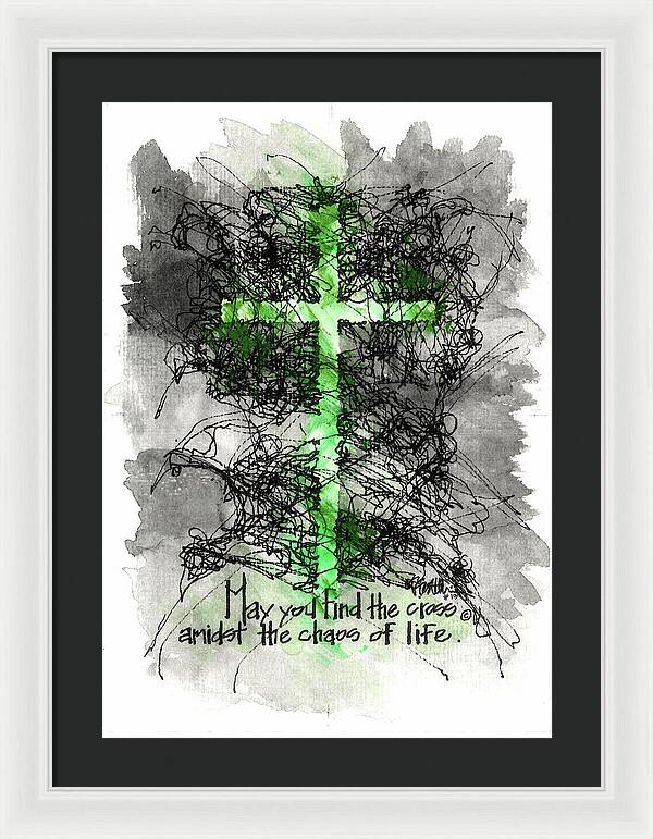 Chaos Order Cross 13 - Joyful Green - Framed Print