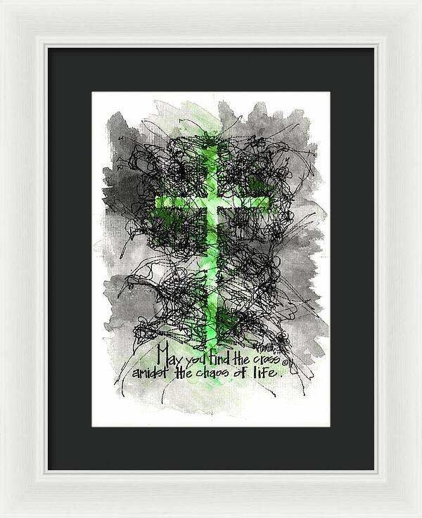 Chaos Order Cross 13 - Joyful Green - Framed Print