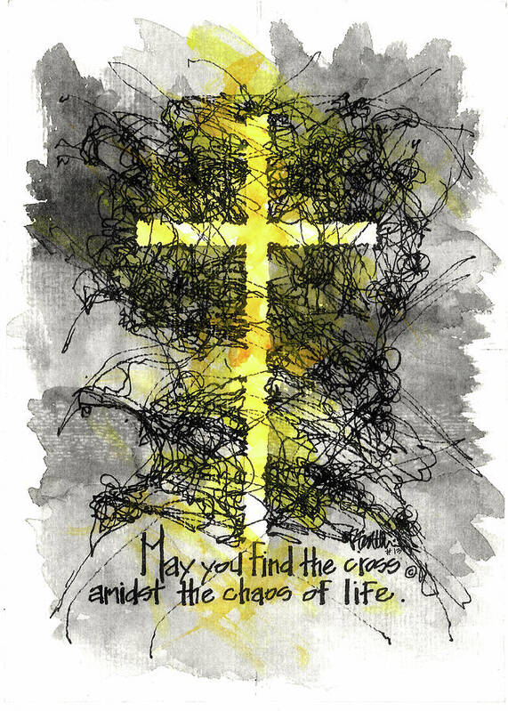 Chaos Order Cross 13 - Luminous Yellow - Art Print