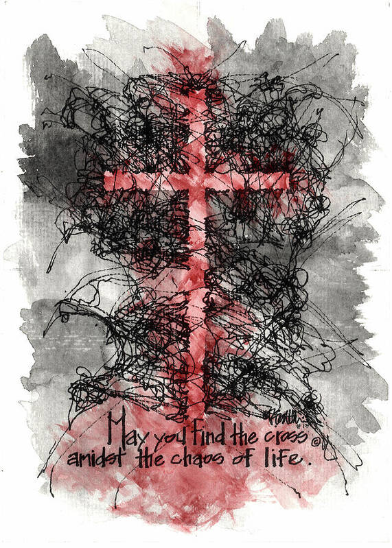 Chaos Order Cross 13 - Sorrowful Red - Art Print