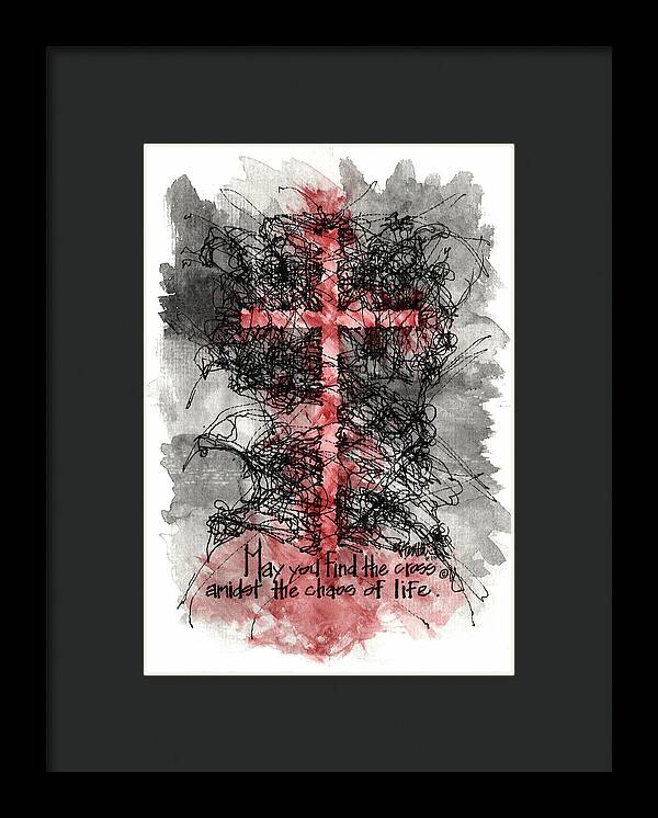 Chaos Order Cross 13 - Sorrowful Red - Framed Print