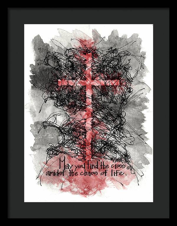 Chaos Order Cross 13 - Sorrowful Red - Framed Print