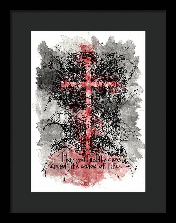 Chaos Order Cross 13 - Sorrowful Red - Framed Print
