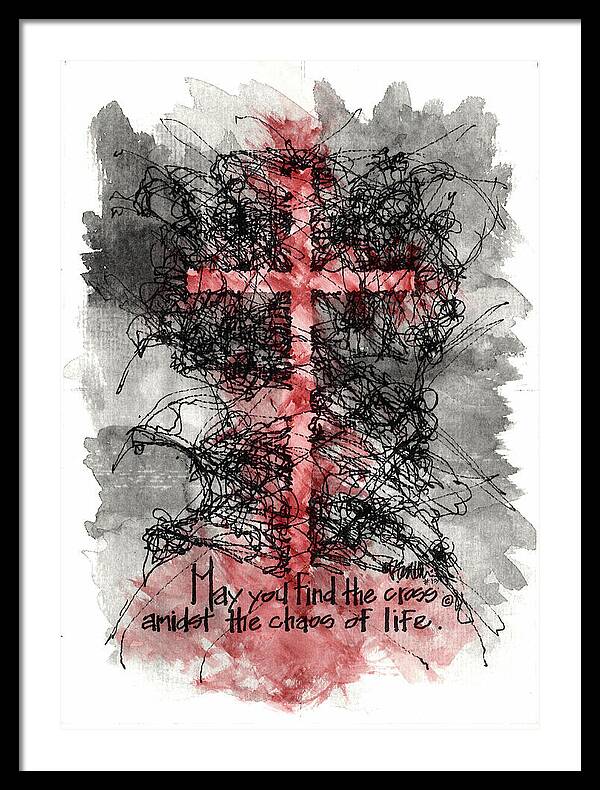 Chaos Order Cross 13 - Sorrowful Red - Framed Print
