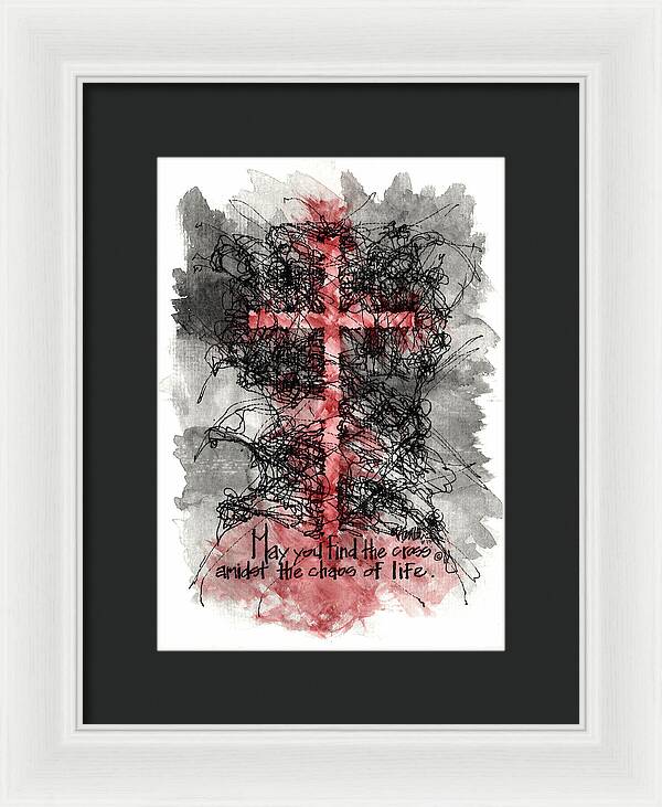 Chaos Order Cross 13 - Sorrowful Red - Framed Print